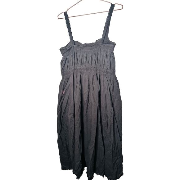 THE GREAT Black 100% Cotton Cachet Midi Lace Detail Button Midi Dress Size 2 - Picture 6 of 16